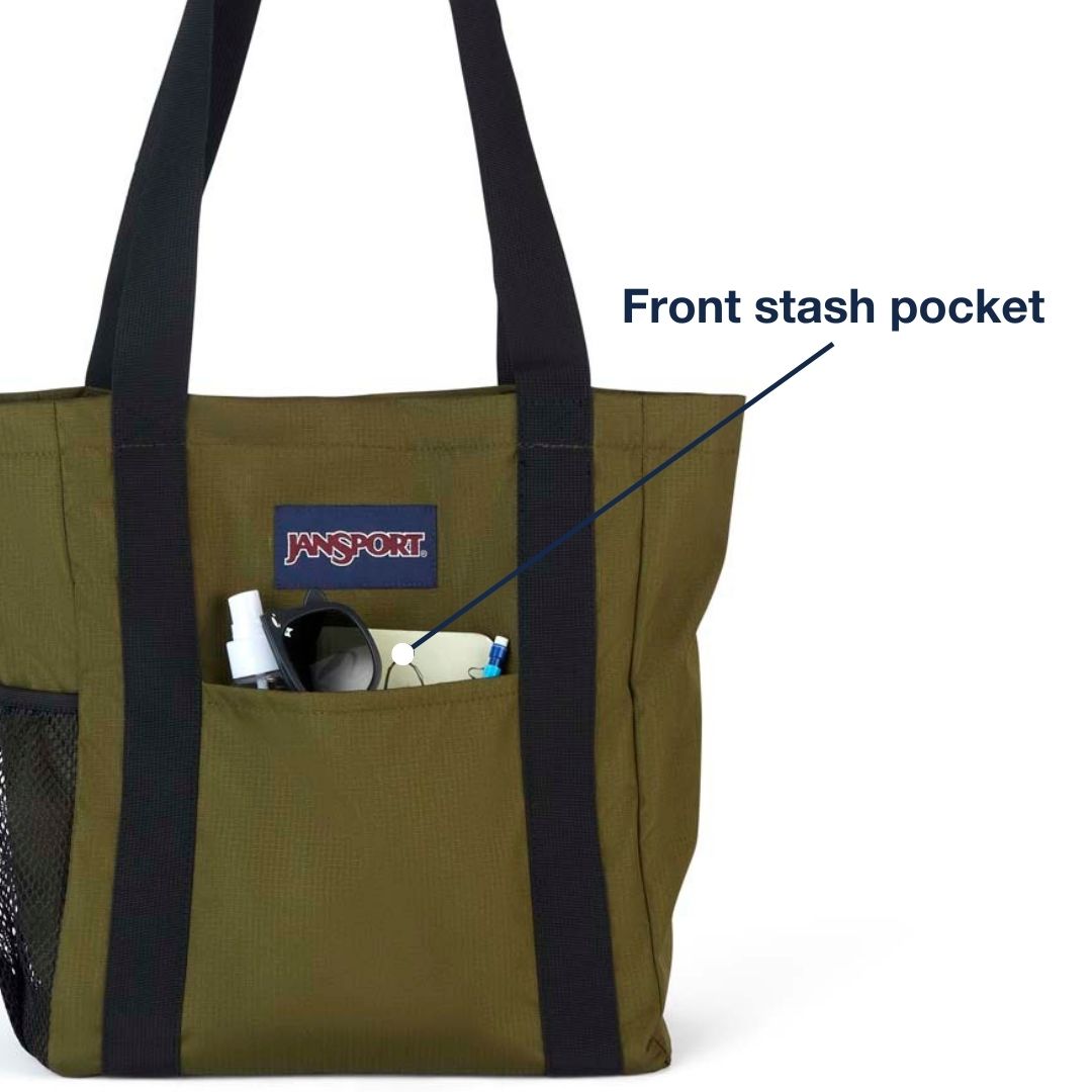 JanSport Shopper Tote X Army Green With Front Stash Pocket