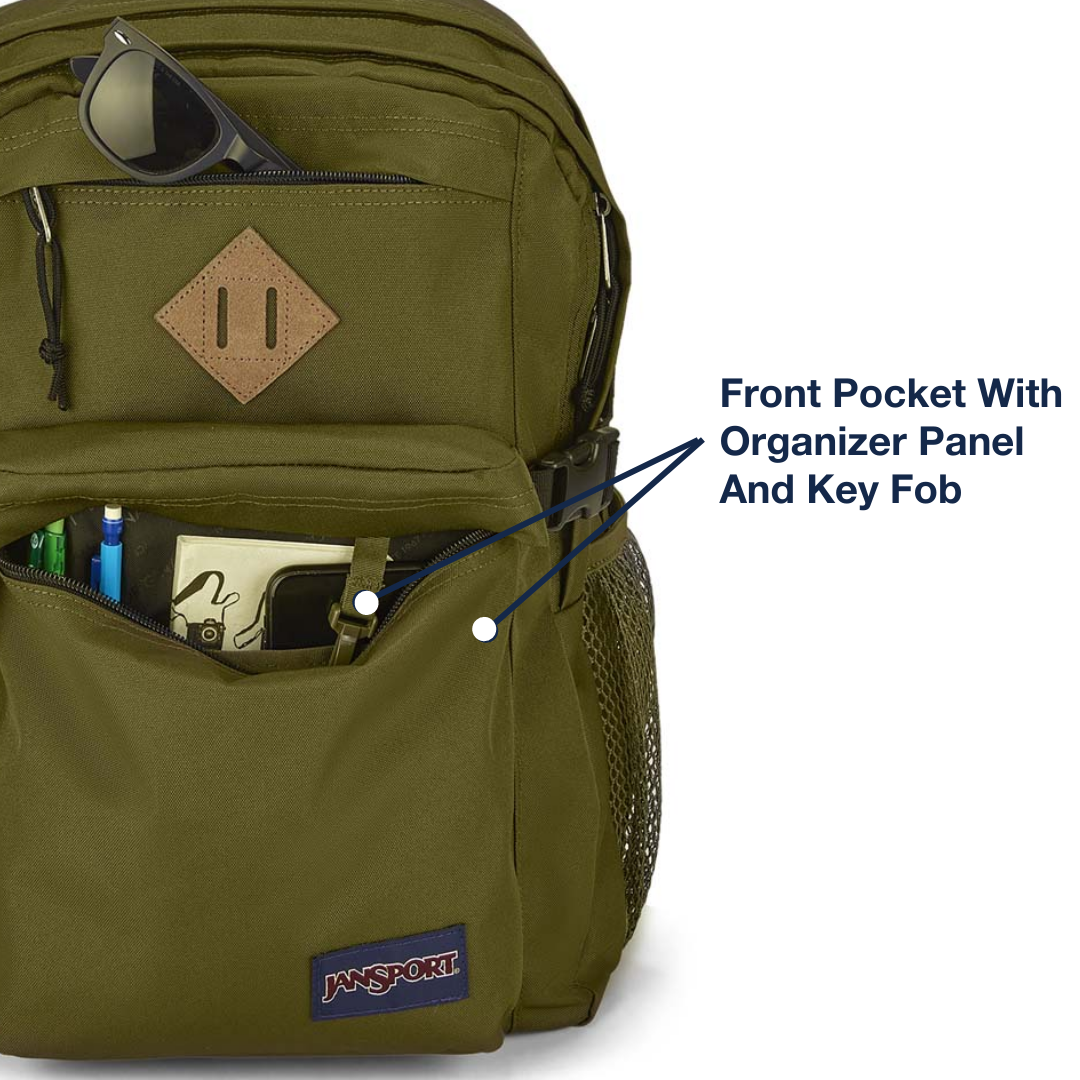 JanSport Main Campus Featuring A Front Pocket With Organizer Panel And Key Fob