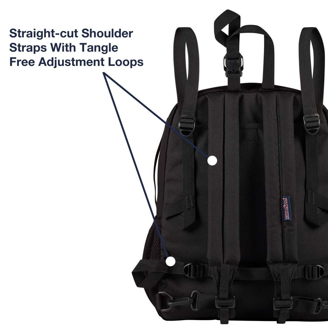 JanSport NZ Central Adaptive Backpack With Straight Cut Shoulder Straps and Tangle Free Adjustment Loops